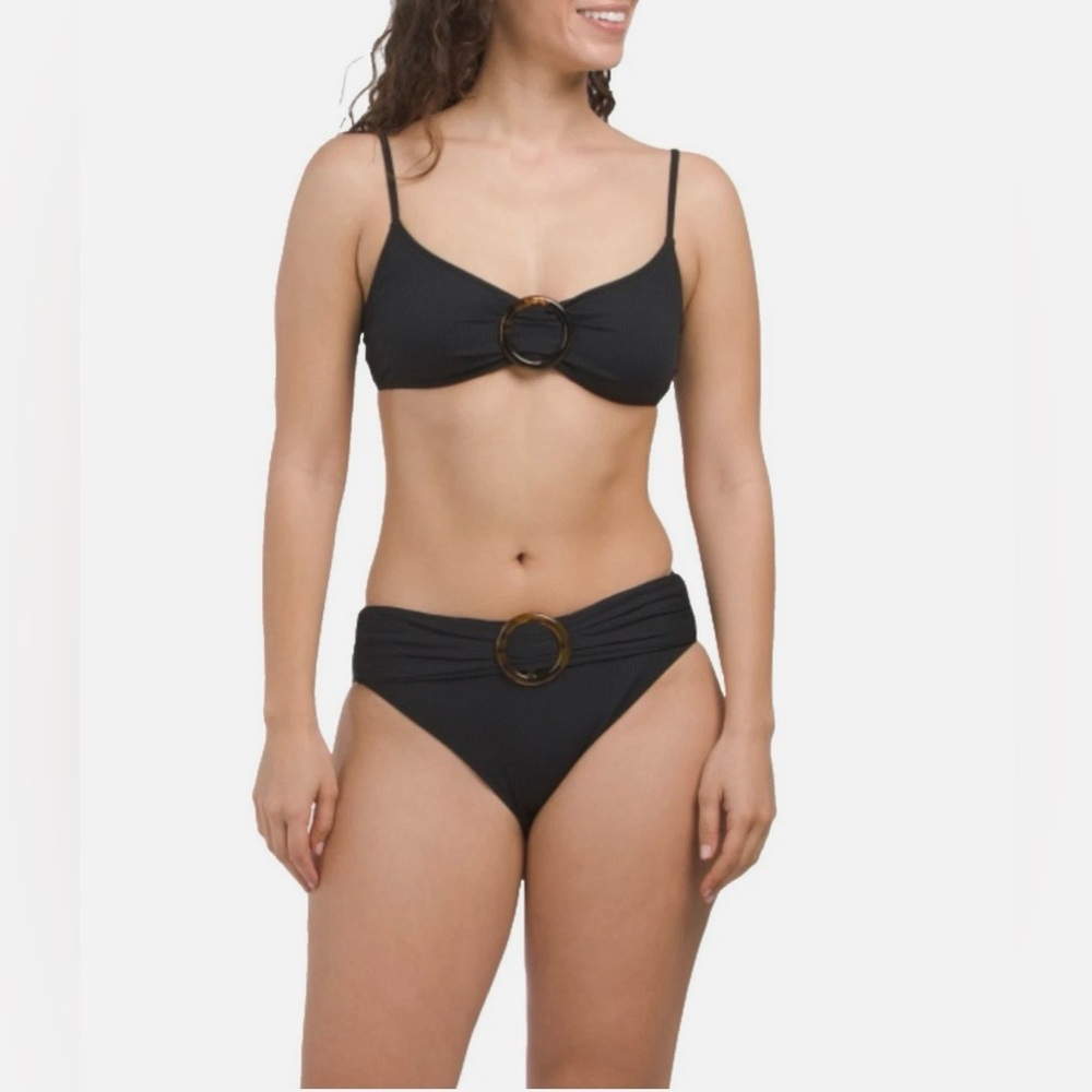 NWT SUMMERSALT The Ribbed Wanderlust Sea Urchin Black Bikini Swim Size 20 - Picture 2 of 7